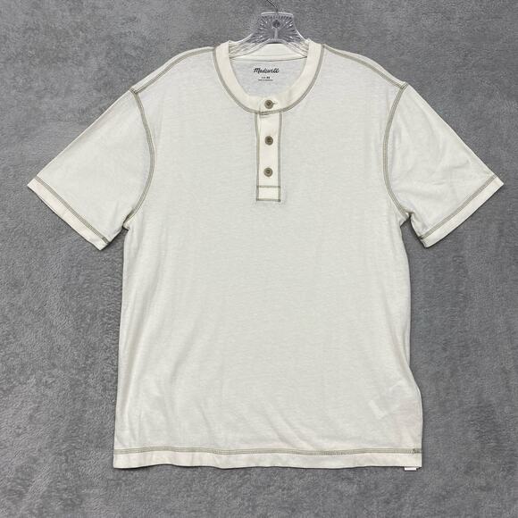 Madewell‎ Mens Shirt XS Recycled Cotton Blend Henley Creme Fraiche NL138 - Picture 3 of 8